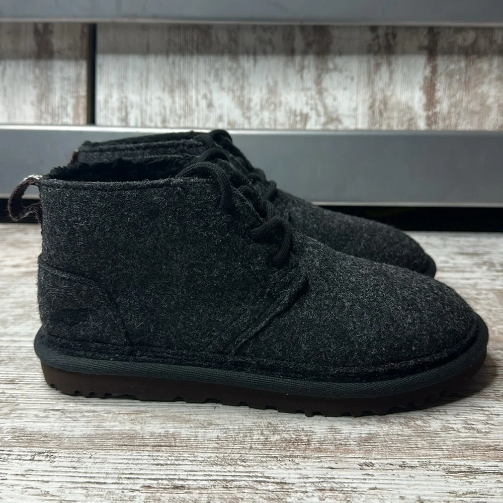 UGG Refelt Neumel Ankle Boots Women’s Size 6 Charcoal Gray Wool Lace Up